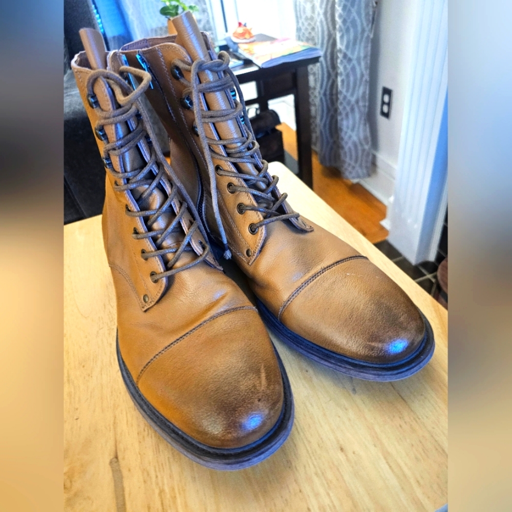 Men's J75 Tan Leather Combat Boots